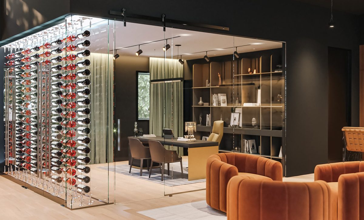 Private Office with Glass Wine Wall
